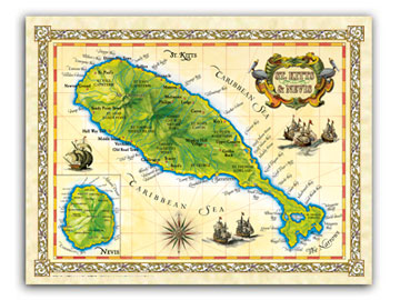 St. Kitts and Nevis Map Poster | POSTER-ST.KITTS